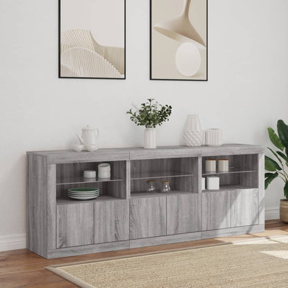 Sideboard with LED Lights Grey Sonoma 181.5x37x67 cm