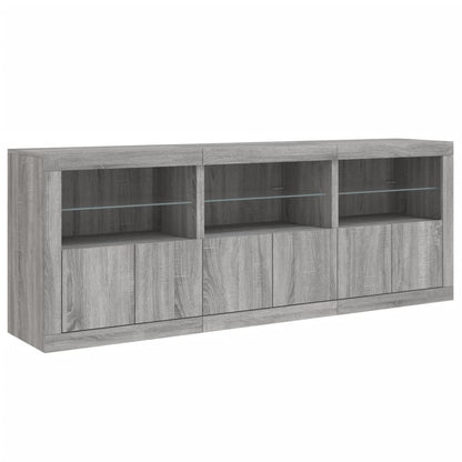 Sideboard with LED Lights Grey Sonoma 181.5x37x67 cm