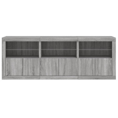 Sideboard with LED Lights Grey Sonoma 181.5x37x67 cm