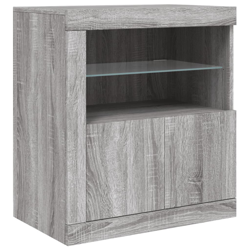 Sideboard with LED Lights Grey Sonoma 181.5x37x67 cm