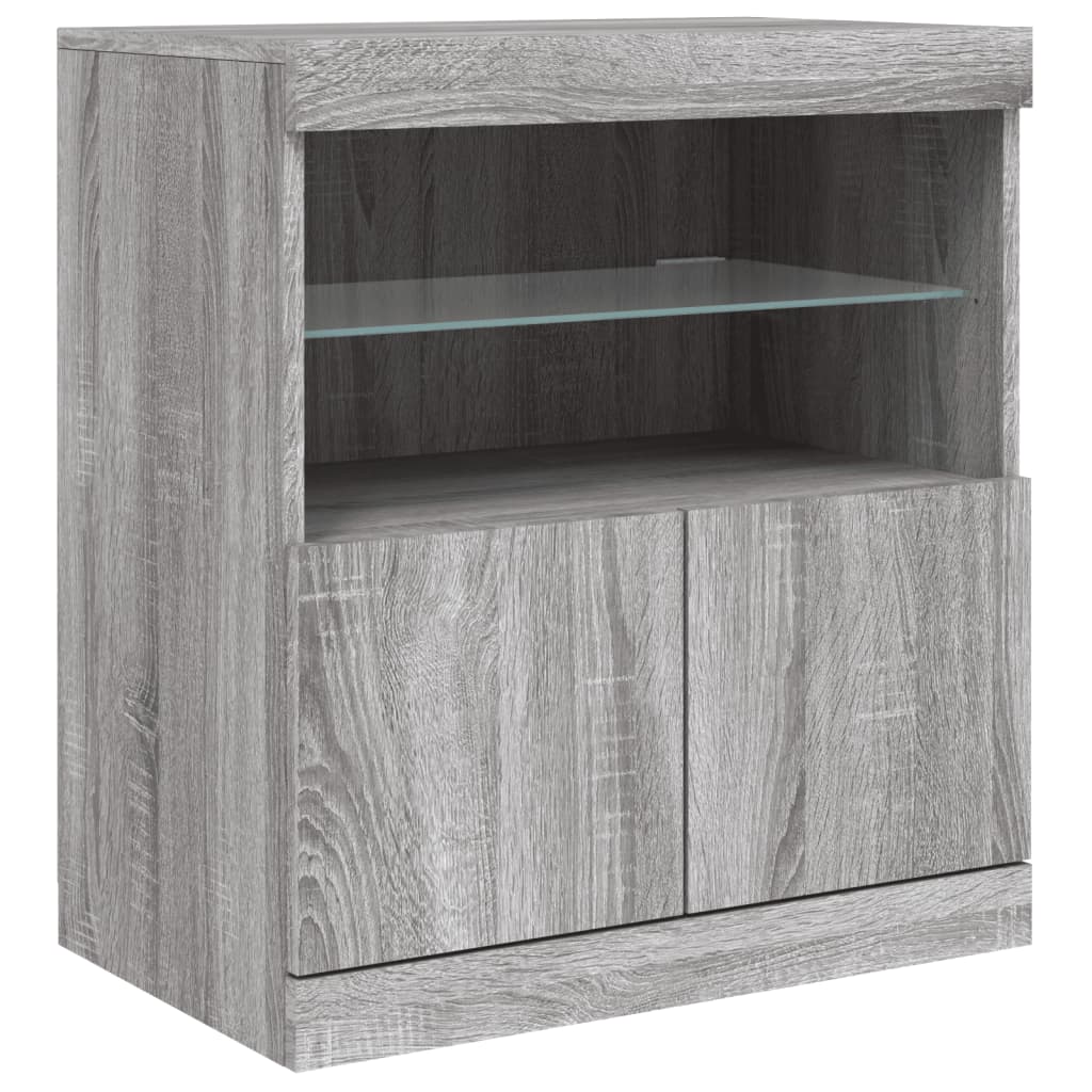 Sideboard with LED Lights Grey Sonoma 181.5x37x67 cm