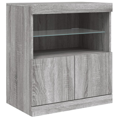 Sideboard with LED Lights Grey Sonoma 181.5x37x67 cm