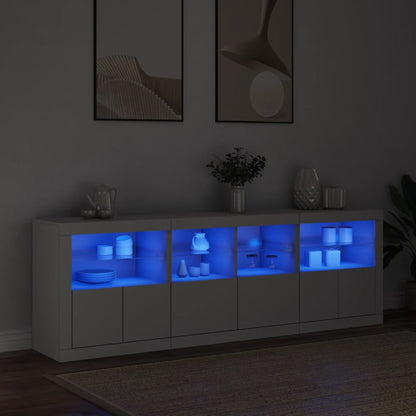 Sideboard with LED Lights White 202x37x67 cm