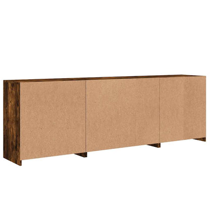 Sideboard with LED Lights Smoked Oak 202x37x67 cm