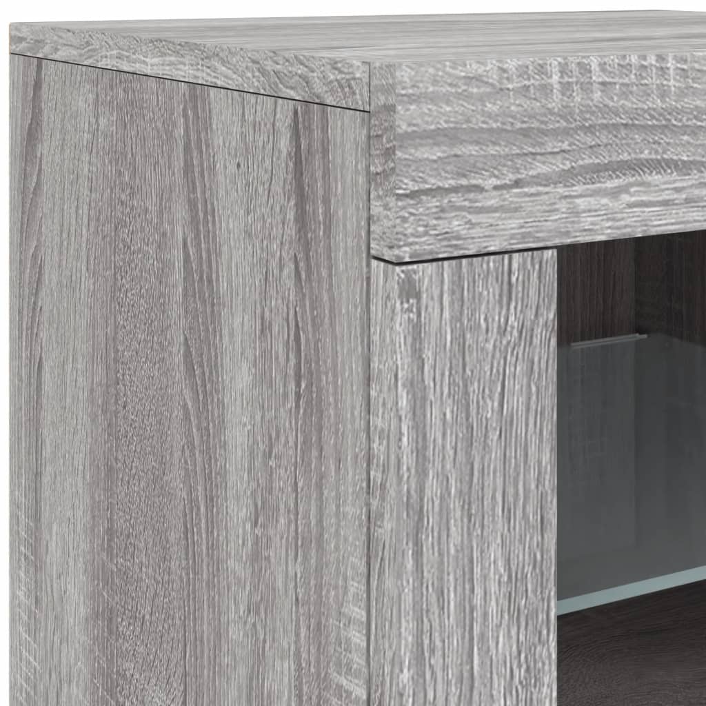 Sideboard with LED Lights Grey Sonoma 283x37x67 cm