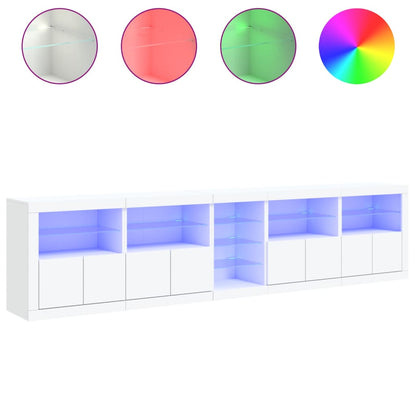 Sideboard with LED Lights White 283x37x67 cm