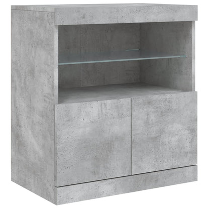 Sideboard with LED Lights Concrete Grey 283x37x67 cm