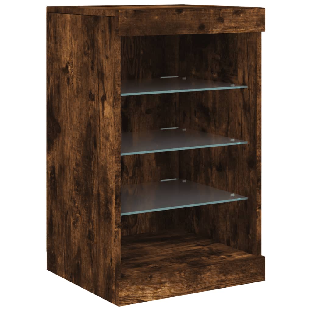Sideboard with LED Lights Smoked Oak 283x37x67 cm