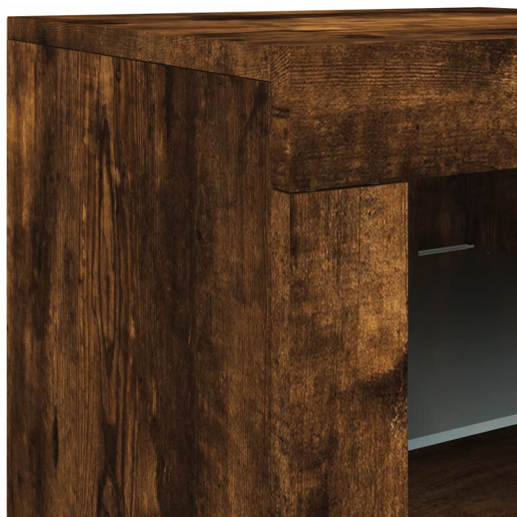 Sideboard with LED Lights Smoked Oak 283x37x67 cm