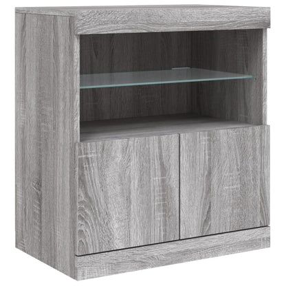 Sideboard with LED Lights Grey Sonoma 283x37x67 cm