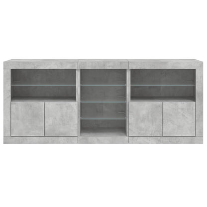 Sideboard with LED Lights Concrete Grey 162x37x67 cm