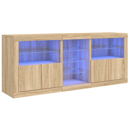 Sideboard with LED Lights Sonoma Oak 181,5x37x67 cm
