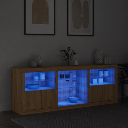 Sideboard with LED Lights Sonoma Oak 181,5x37x67 cm