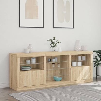 Sideboard with LED Lights Sonoma Oak 181,5x37x67 cm