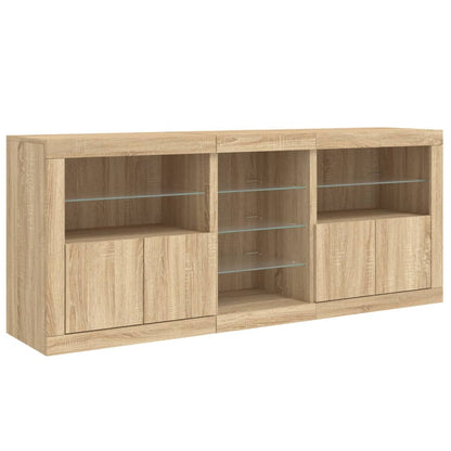 Sideboard with LED Lights Sonoma Oak 181.5x37x67 cm