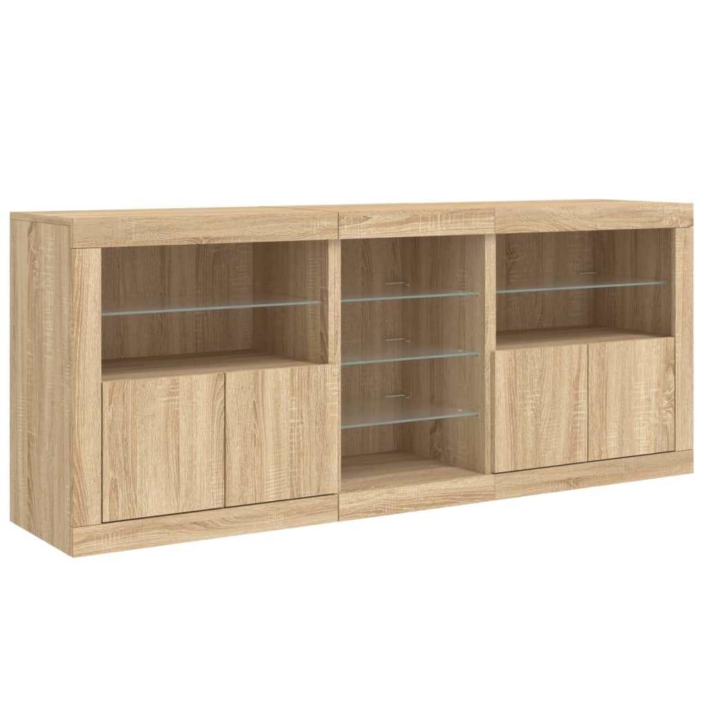 Sideboard with LED Lights Sonoma Oak 181,5x37x67 cm