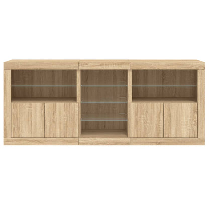 Sideboard with LED Lights Sonoma Oak 181.5x37x67 cm