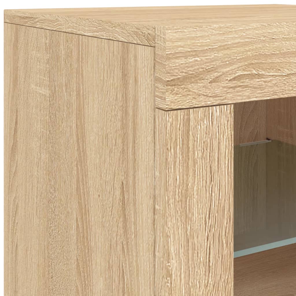Sideboard with LED Lights Sonoma Oak 181,5x37x67 cm