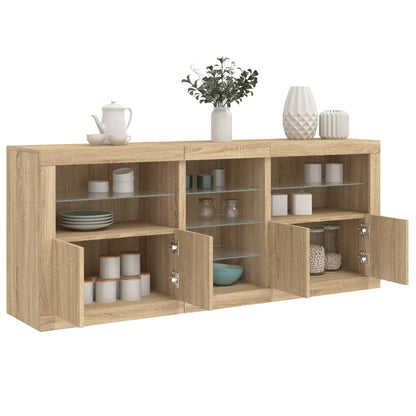 Sideboard with LED Lights Sonoma Oak 181.5x37x67 cm