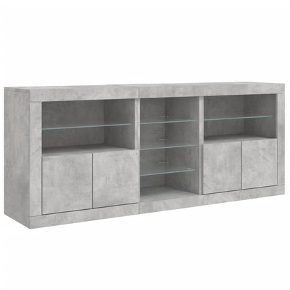 Sideboard with LED Lights Concrete Grey 181.5x37x67 cm