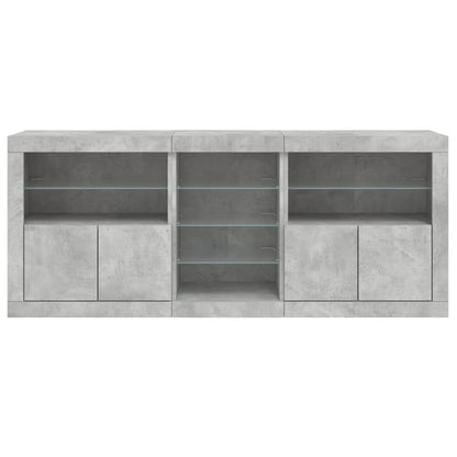 Sideboard with LED Lights Concrete Grey 181,5x37x67 cm