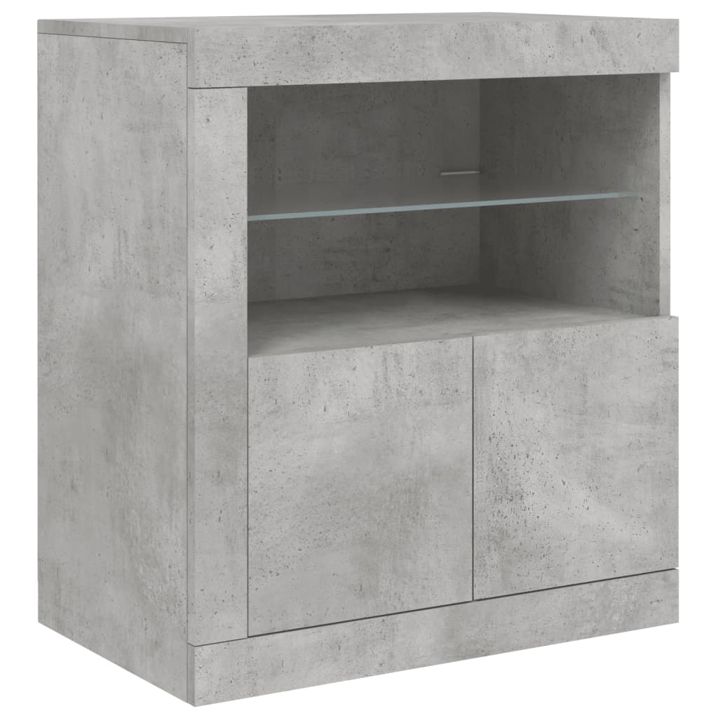 Sideboard with LED Lights Concrete Grey 181,5x37x67 cm