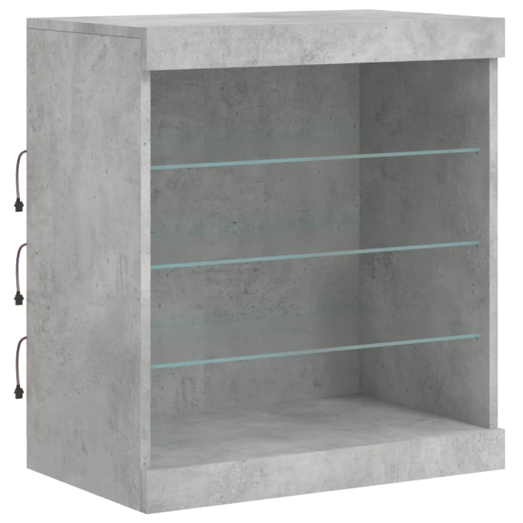 Sideboard with LED Lights Concrete Grey 181,5x37x67 cm