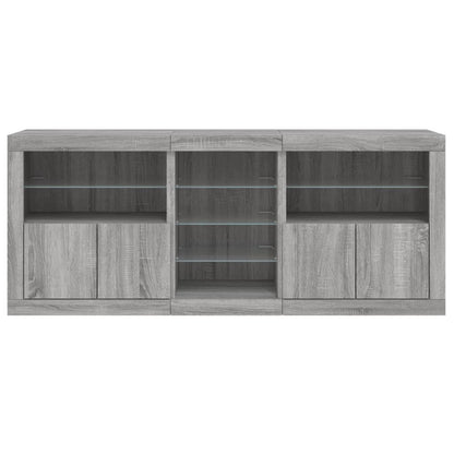 Sideboard with LED Lights Grey Sonoma 181.5x37x67 cm