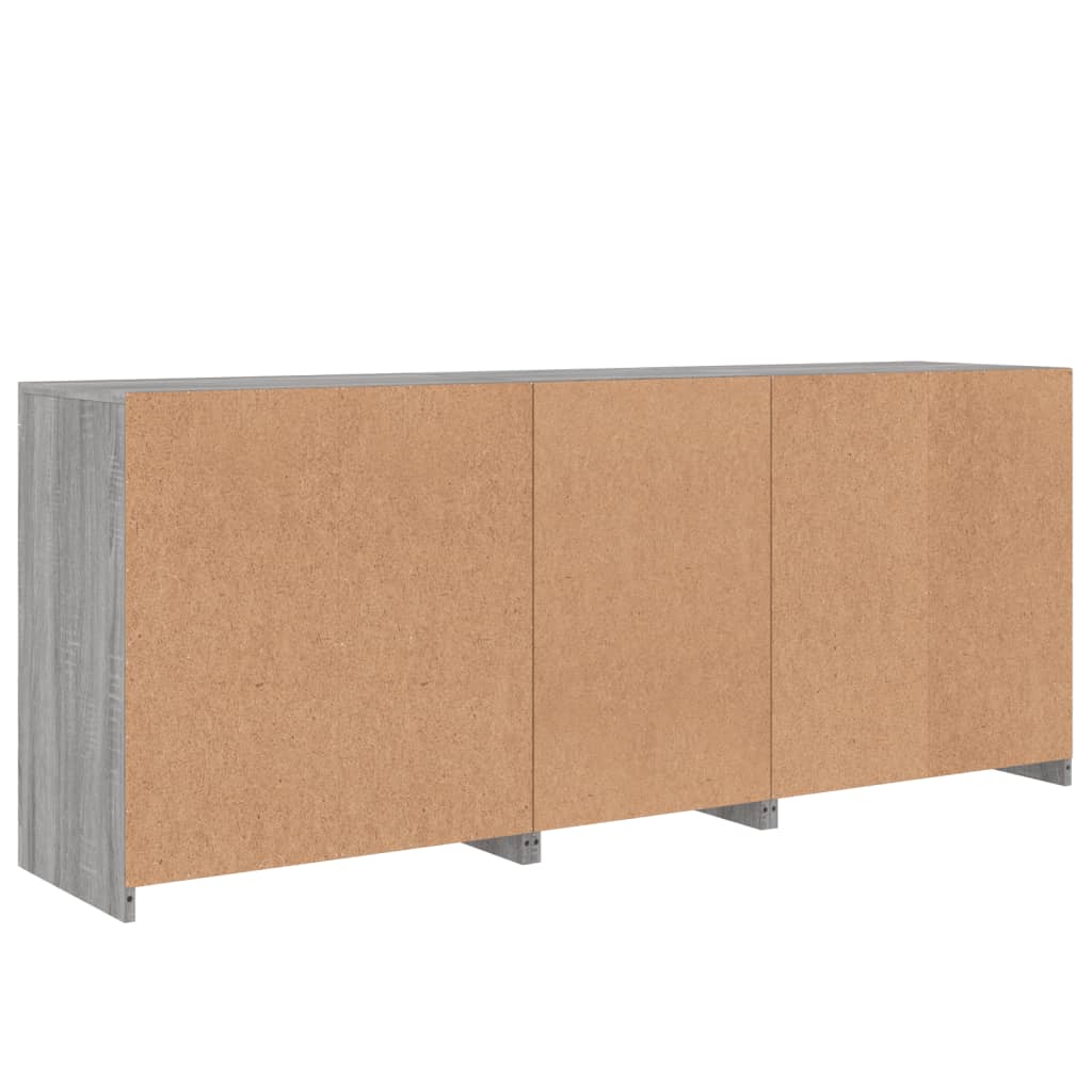 Sideboard with LED Lights Grey Sonoma 181.5x37x67 cm