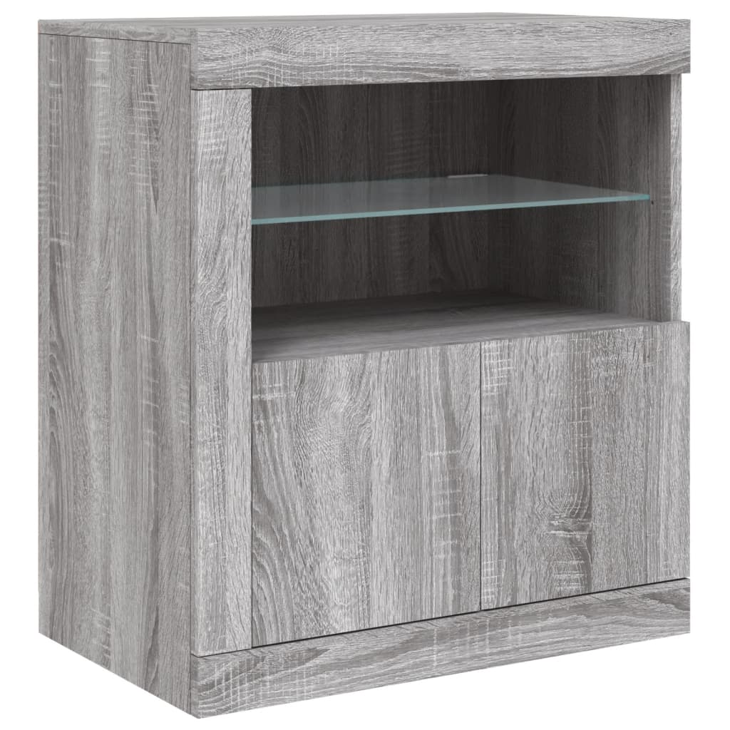 Sideboard with LED Lights Grey Sonoma 181.5x37x67 cm