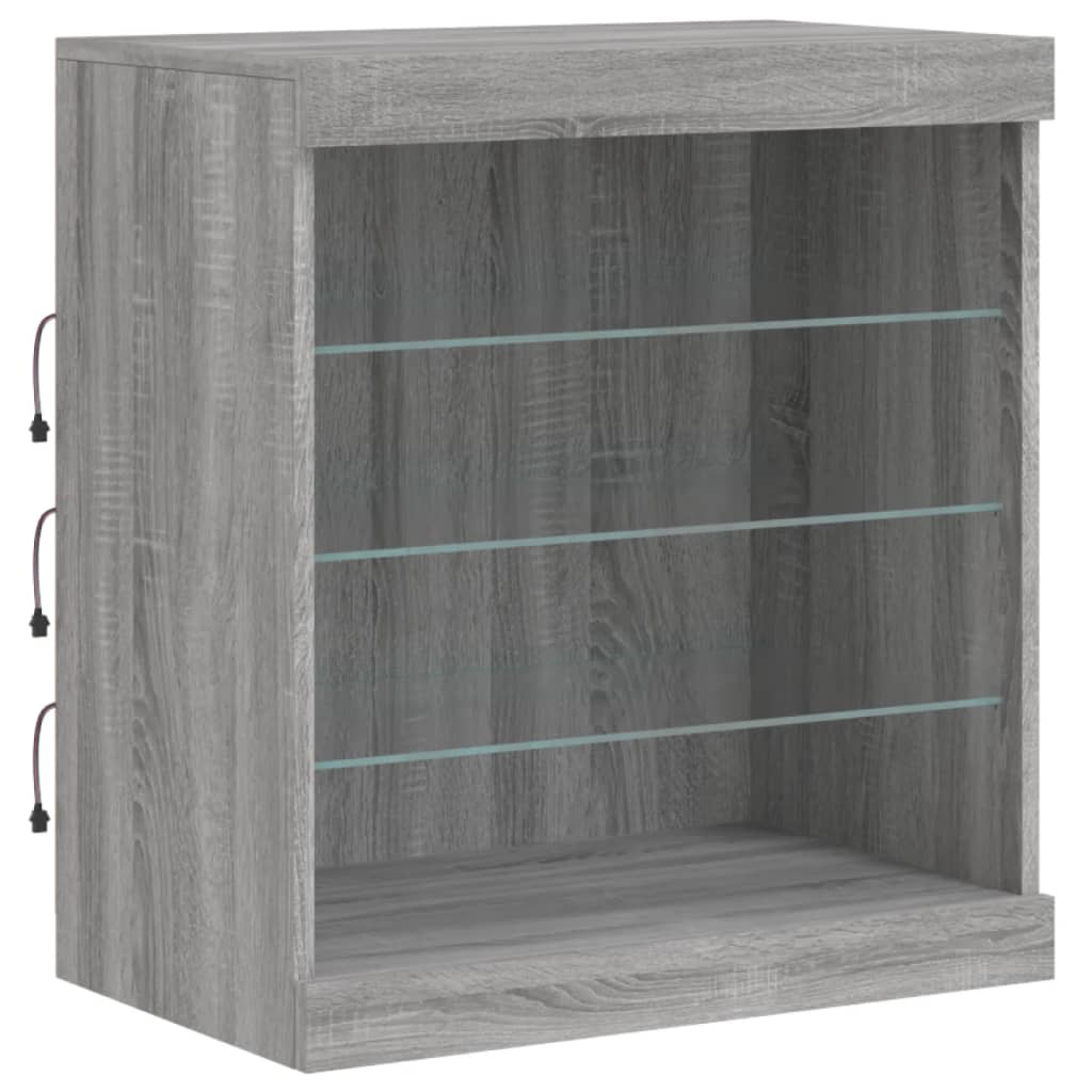 Sideboard with LED Lights Grey Sonoma 181.5x37x67 cm