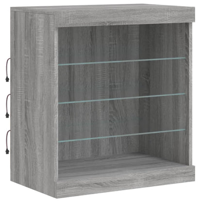 Sideboard with LED Lights Grey Sonoma 181.5x37x67 cm