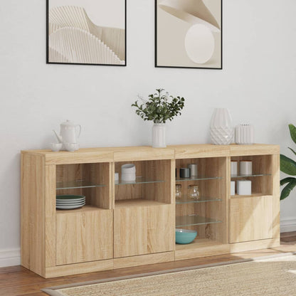 Sideboard with LED Lights Sonoma Oak 164x37x67 cm