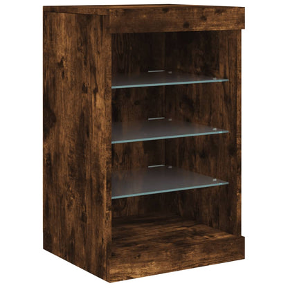 Sideboard with LED Lights Smoked Oak 164x37x67 cm