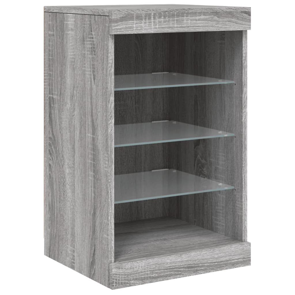 Sideboard with LED Lights Grey Sonoma 164x37x67 cm