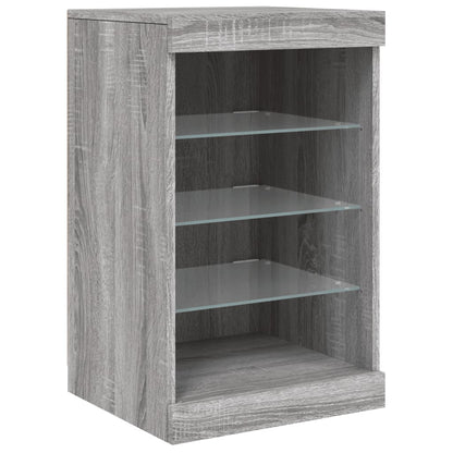 Sideboard with LED Lights Grey Sonoma 164x37x67 cm