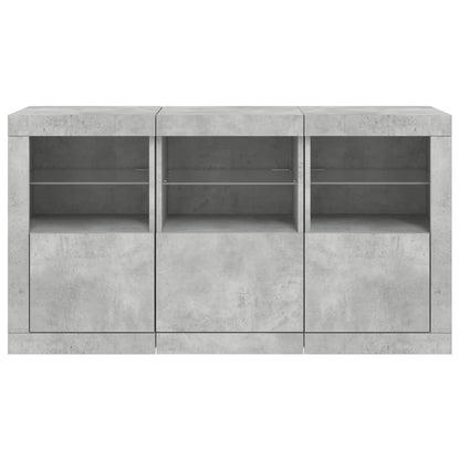 Sideboard with LED Lights Concrete Grey 123x37x67 cm