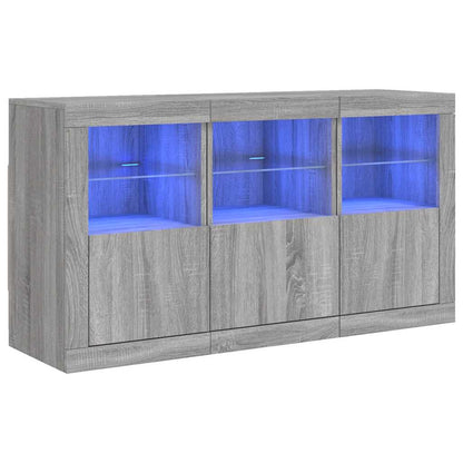 Sideboard with LED Lights Grey Sonoma 123x37x67 cm