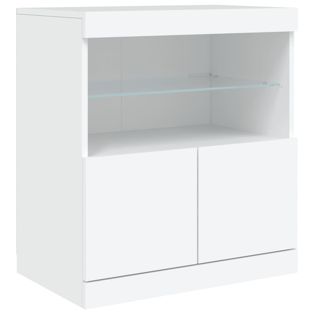 Sideboard with LED Lights White 142,5x37x67 cm