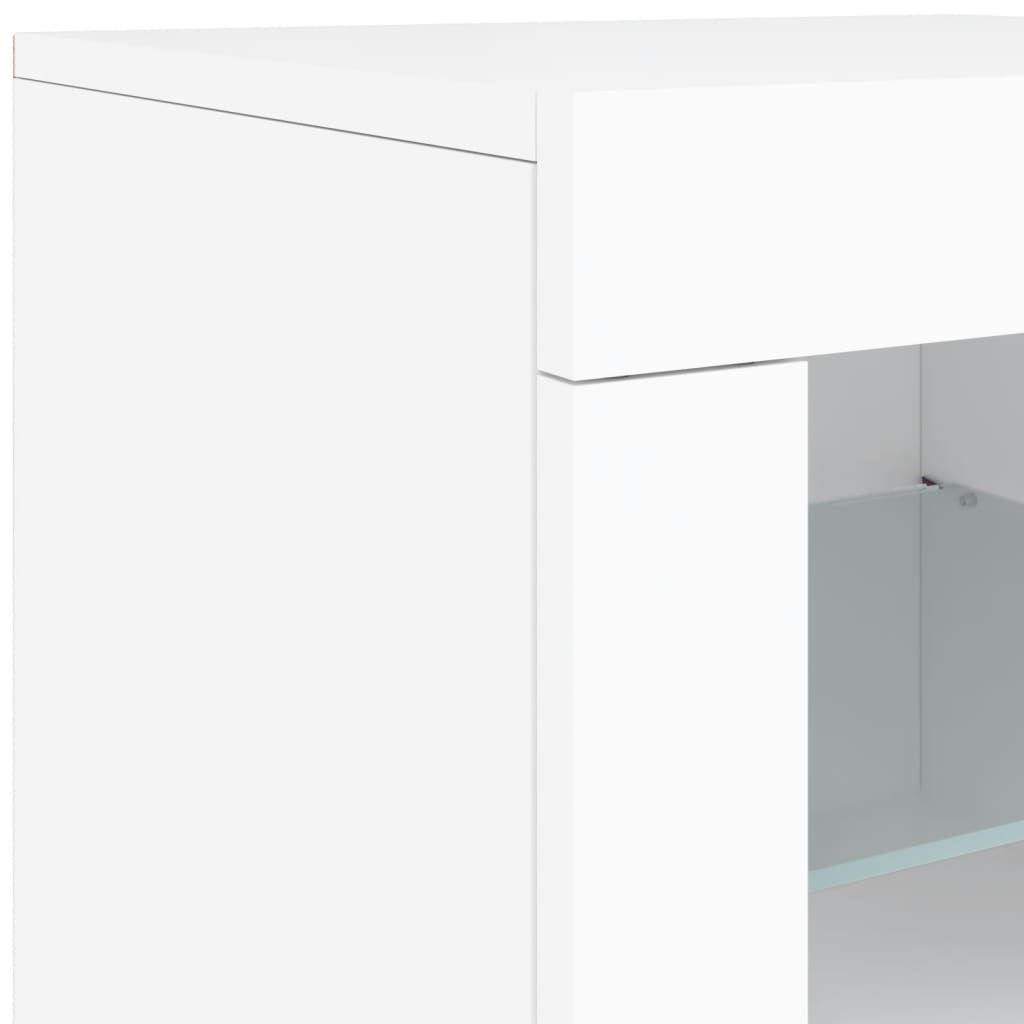 Sideboard with LED Lights White 142,5x37x67 cm