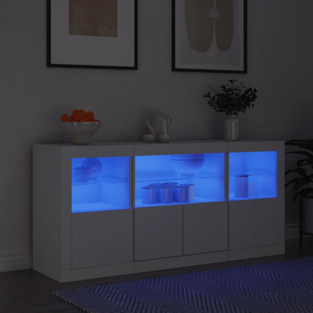 Sideboard with LED Lights White 142,5x37x67 cm