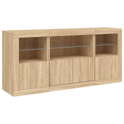 Sideboard with LED Lights Sonoma Oak 142,5x37x67 cm