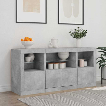 Sideboard with LED Lights Concrete Grey 142,5x37x67 cm