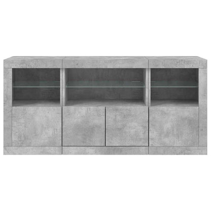 Sideboard with LED Lights Concrete Grey 142,5x37x67 cm