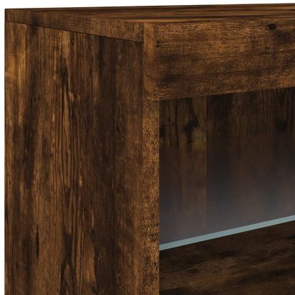 Sideboard with LED Lights Smoked Oak 142,5x37x67 cm