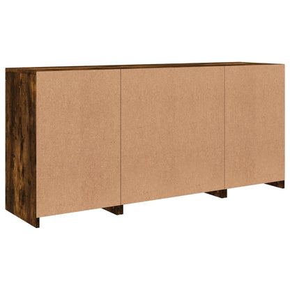 Sideboard with LED Lights Smoked Oak 142,5x37x67 cm