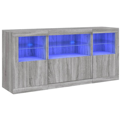 Sideboard with LED Lights Grey Sonoma 142,5x37x67 cm