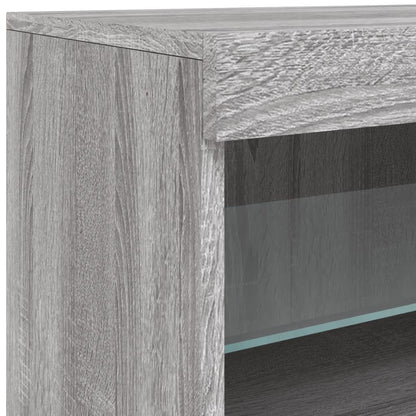 Sideboard with LED Lights Grey Sonoma 142,5x37x67 cm