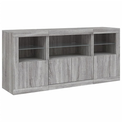 Sideboard with LED Lights Grey Sonoma 142,5x37x67 cm
