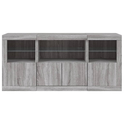 Sideboard with LED Lights Grey Sonoma 142,5x37x67 cm
